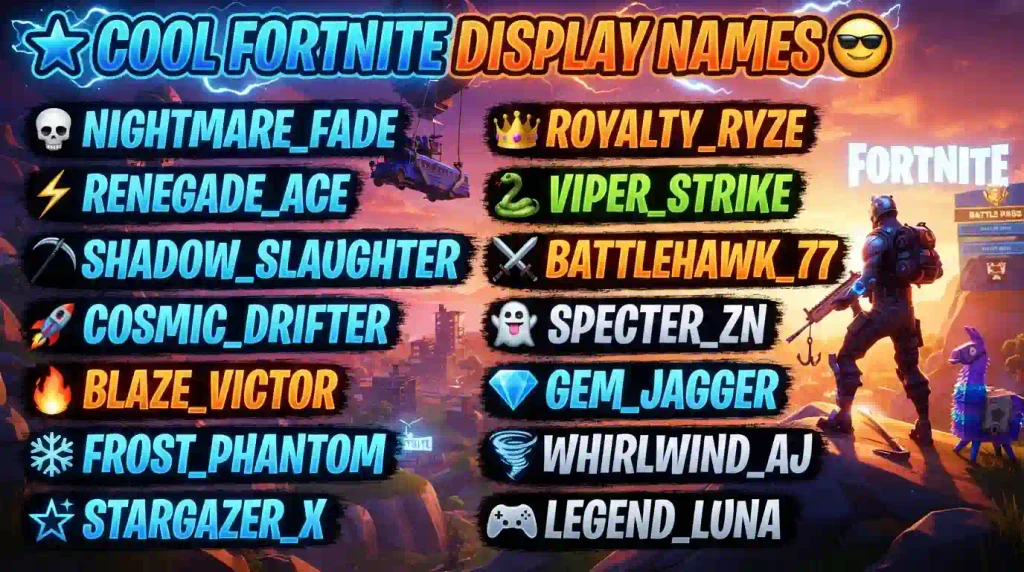 Cool Fortnite Display Names